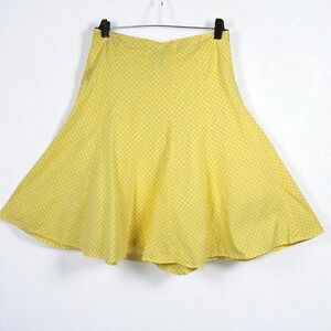 David Paul Yellow Gingham Cotton Blend A-Line Flare Skirt Women's Size 4 Lined‎